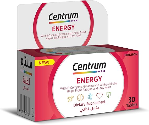 Centrum Energy Multivitamin Supplement with Ginseng and Ginkgo 30-Tablets