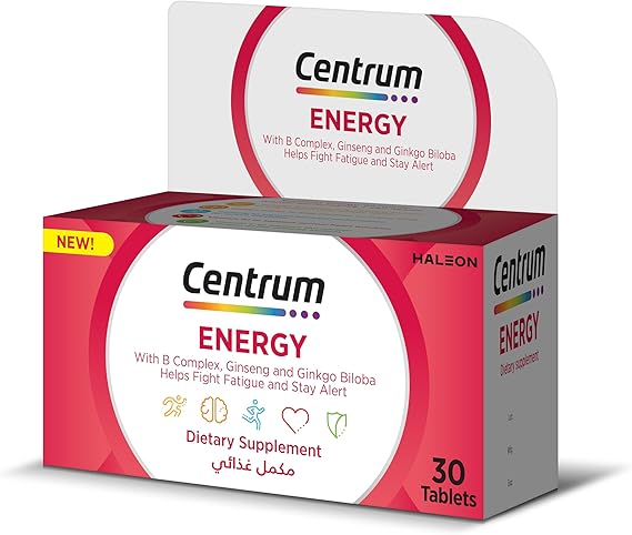 Centrum Energy Multivitamin Supplement with Ginseng and Ginkgo 30-Tablets